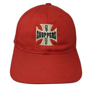 West Coast Choppers Strapback Hat Red One Size Adjustable Embroidered
